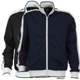 Identitee Mens Varsity Track Jacket Warm Winter Tracksuit Top Zip - Black/White - M