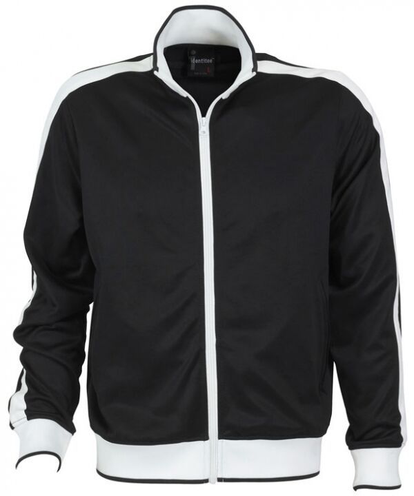 Identitee Mens Varsity Track Jacket Warm Winter Tracksuit Top Zip - Black/White - M
