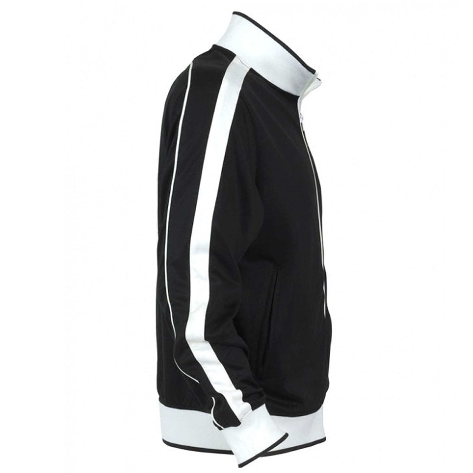 Identitee Mens Varsity Track Jacket Warm Winter Tracksuit Top Zip - Black/White - M