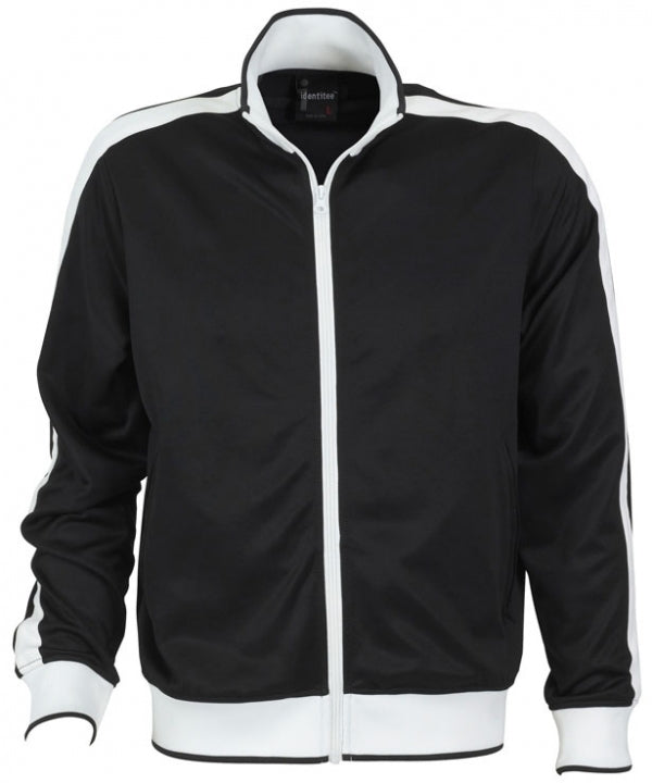 Identitee Mens Varsity Track Jacket Warm Winter Tracksuit Top Zip - Black/White - XL
