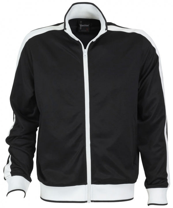Identitee Mens Varsity Track Jacket Warm Winter Tracksuit Top Zip - Black/White - XL