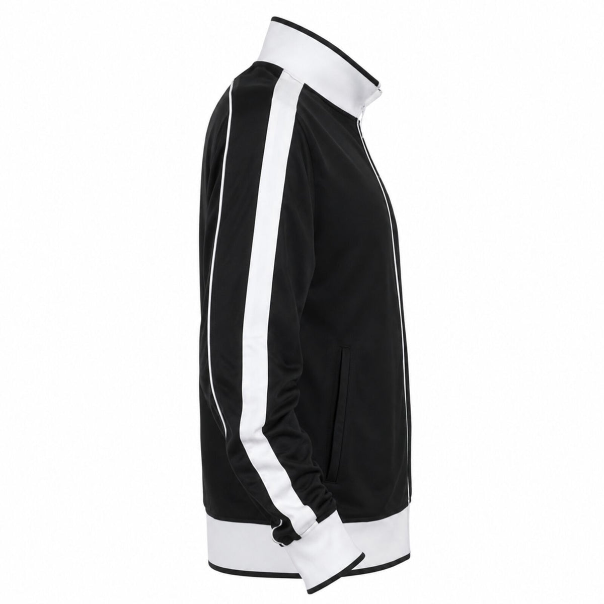 Identitee Mens Varsity Track Jacket Warm Winter Tracksuit Top Zip - Black/White - XXL