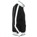 Identitee Mens Varsity Track Jacket Warm Winter Tracksuit Top Zip - Black/White - XXL