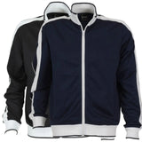 Identitee Mens Varsity Track Jacket Warm Winter Tracksuit Top Zip - Navy/White - XL