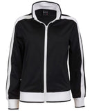 Women's Jackets & Coats: Identitee Ladies Track Top Jacket Tracksuit Warm Winter Full Zip Varsity Jumper - Black/White - L (14-16)
