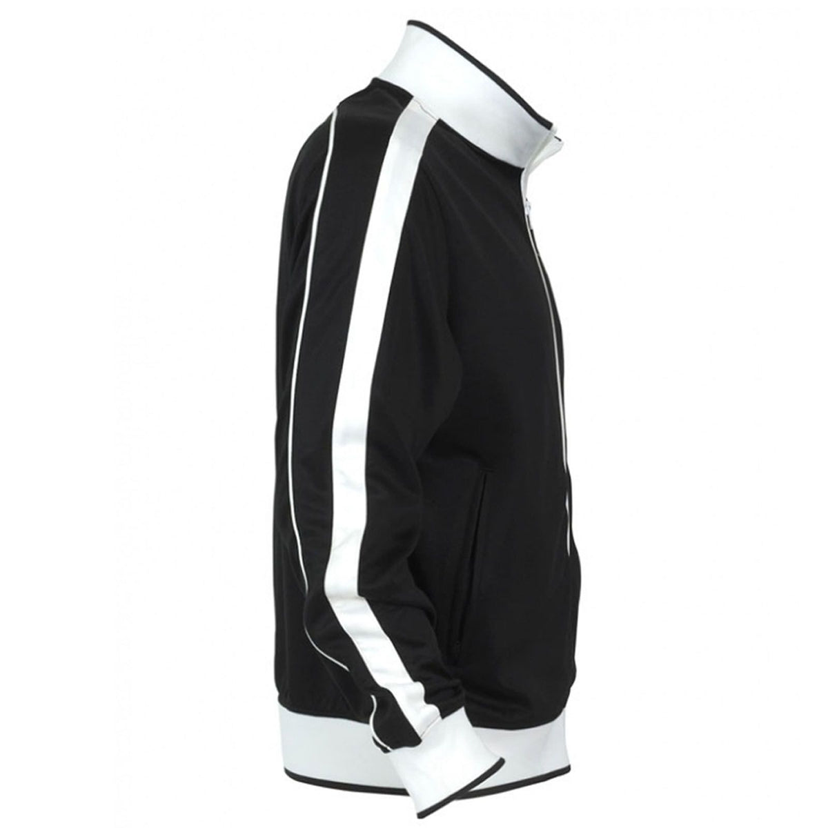 Track Top Jacket Full Zip Tracksuit Varsity Jumper Warm Winter - Black/White - M (10-12)