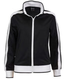 Women's Jackets & Coats: Identitee Ladies Track Top Jacket Tracksuit Warm Winter Full Zip Varsity Jumper - Black/White - S (6-8)