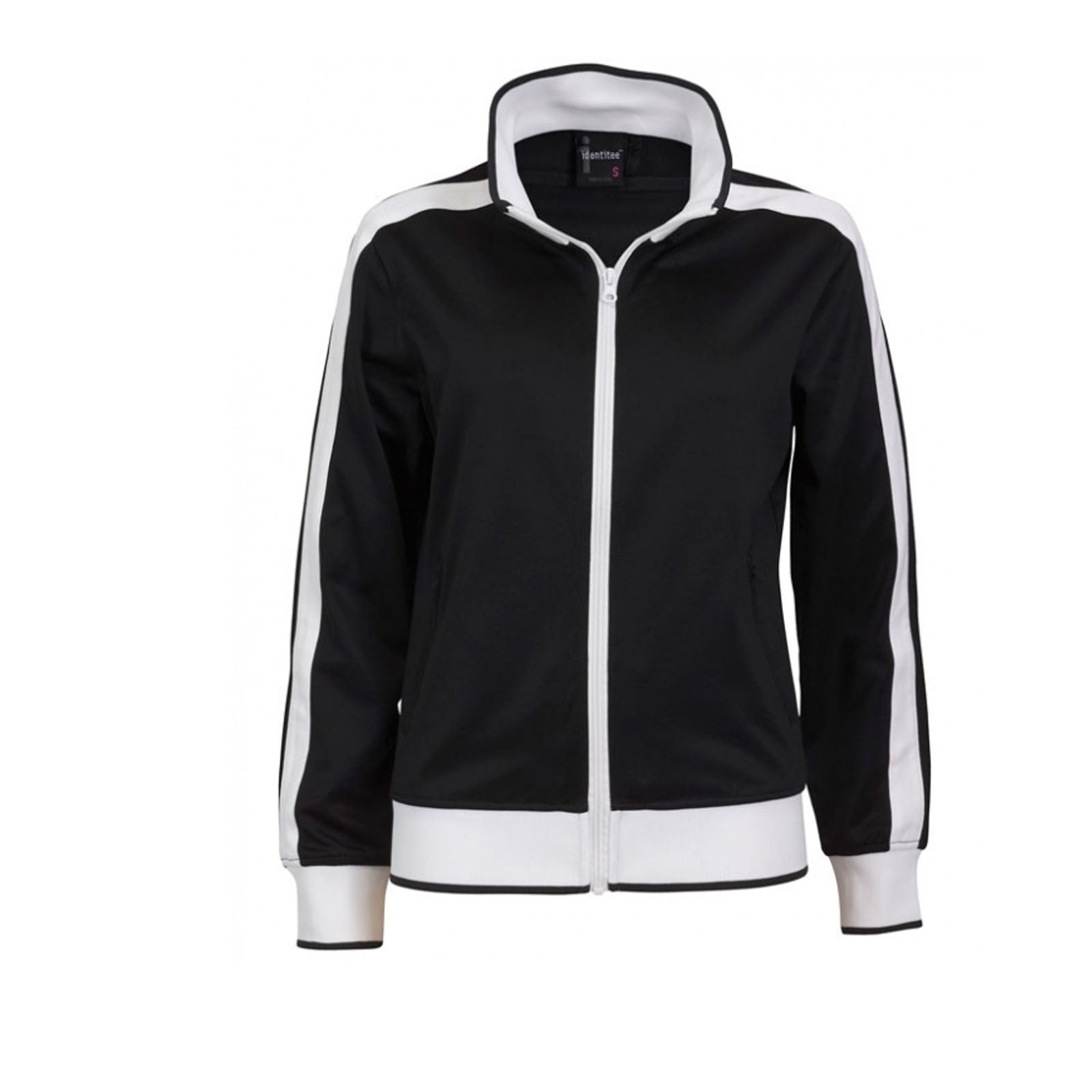 Track Top Jacket Full Zip Tracksuit Varsity Jumper Warm Winter - Black/White - S (6-8)