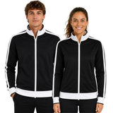 Track Top Jacket Full Zip Tracksuit Varsity Jumper Warm Winter - Black/White - XL (18-20)