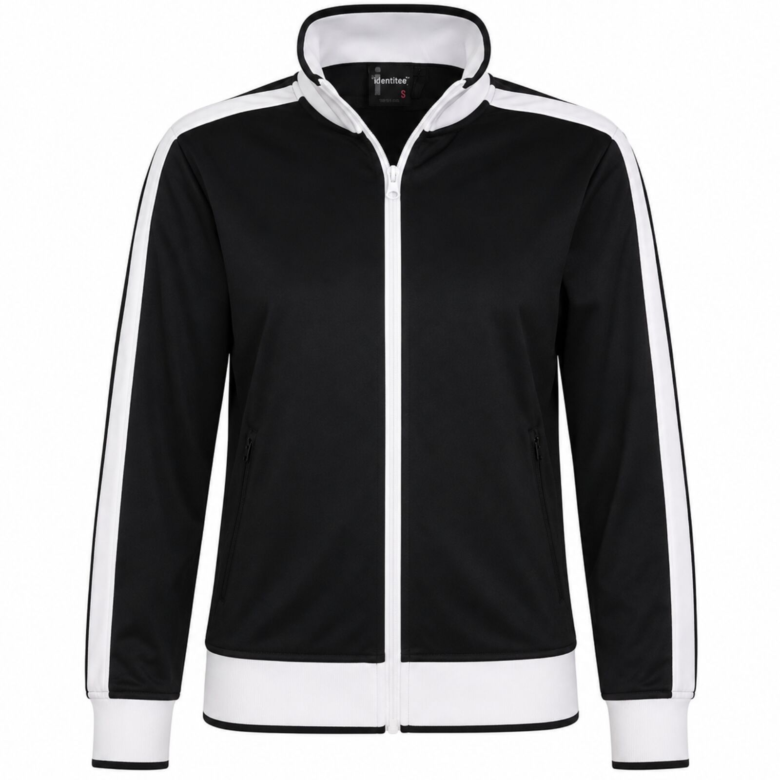 Track Top Jacket Full Zip Tracksuit Varsity Jumper Warm Winter - Black/White - XL (18-20)