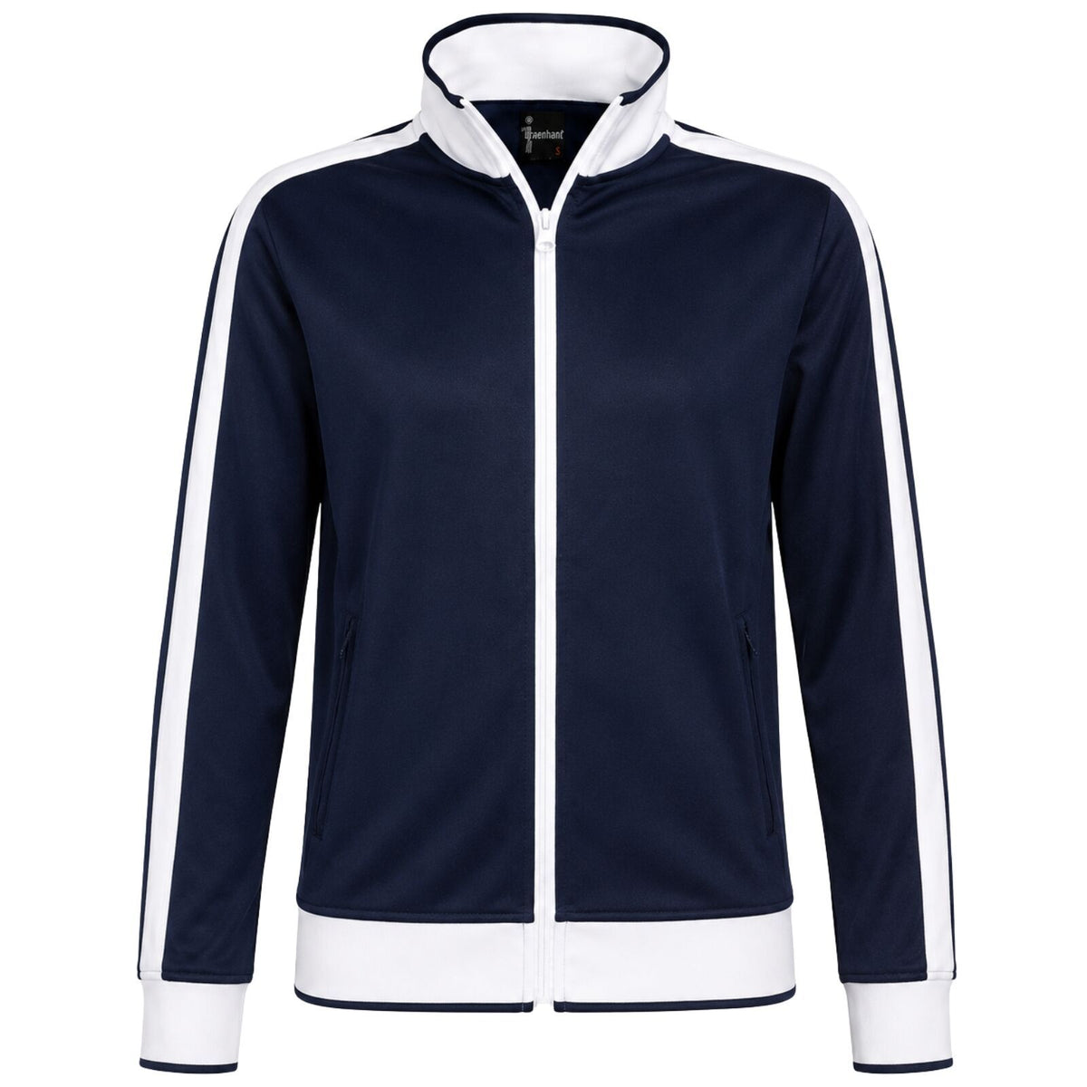 Track Top Jacket Full Zip Tracksuit Varsity Jumper Warm Winter - Navy/White - L (14-16)