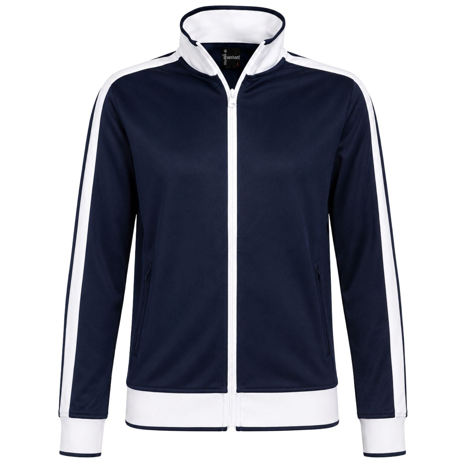 Track Top Jacket Full Zip Tracksuit Varsity Jumper Warm Winter - Navy/White - XL (18-20)