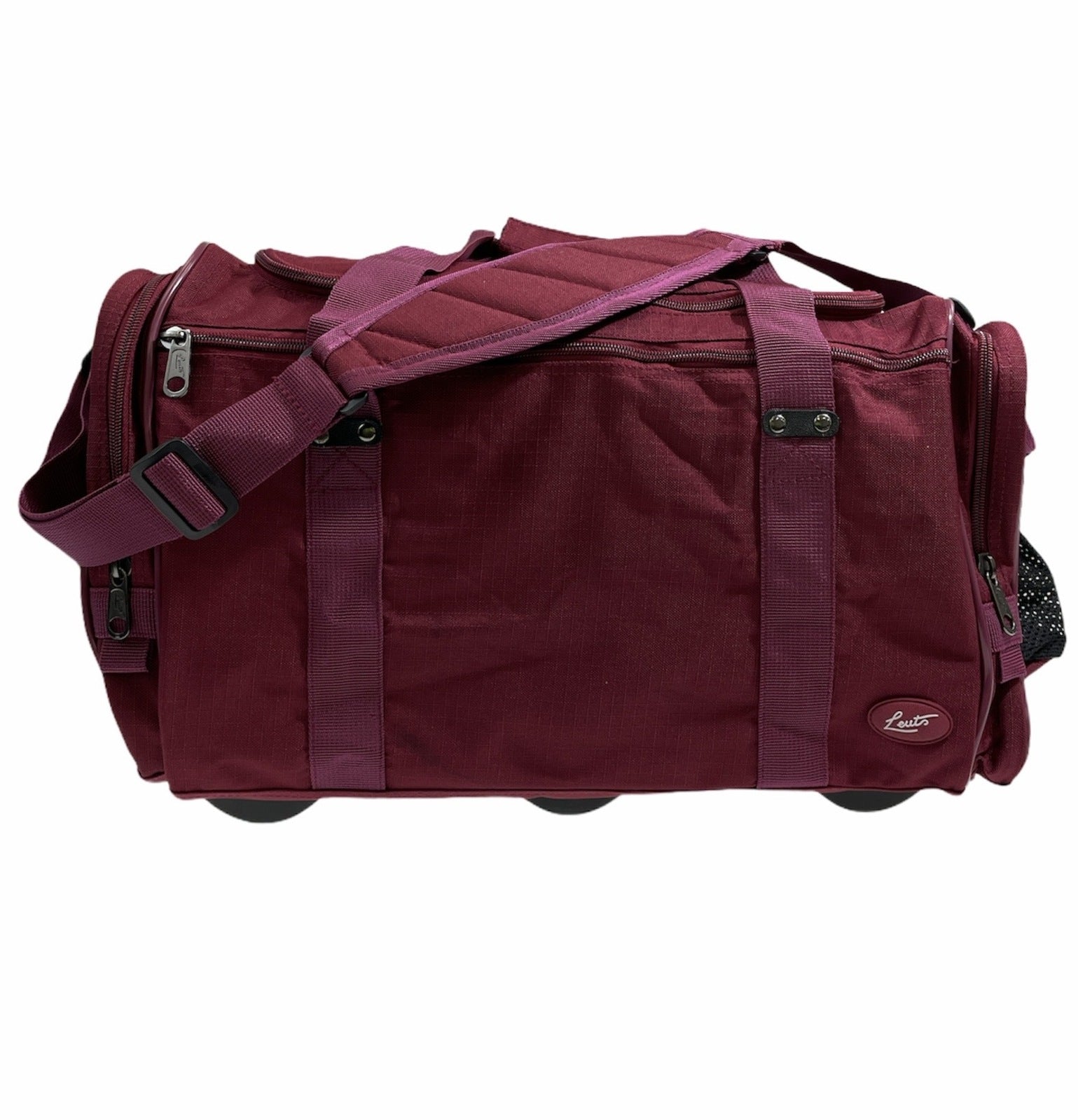 44L Foldable Duffel Bag Travel Gym Sports D-Zip Top Shoulder Strap - Maroon