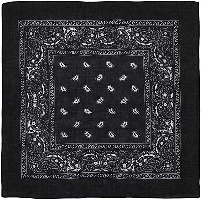 Costumes & Accessories: BANDANA Paisley 100% COTTON Head Wrap Durag Bandanna Summer Biker Scarf Mask - Black
