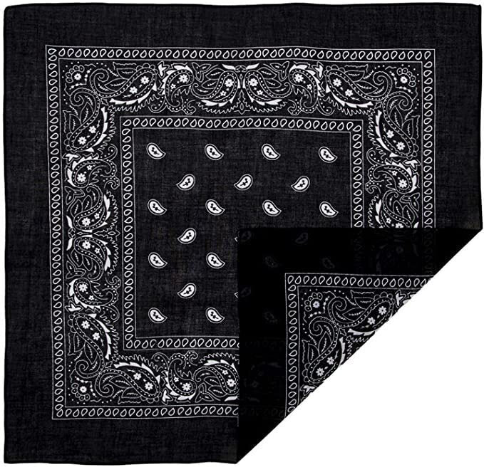 Costumes & Accessories: BANDANA Paisley 100% COTTON Head Wrap Durag Bandanna Summer Biker Scarf Mask - Black