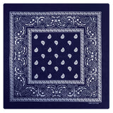 Costumes & Accessories: BANDANA Paisley 100% COTTON Head Wrap Durag Bandanna Summer Biker Scarf Mask - Navy Blue