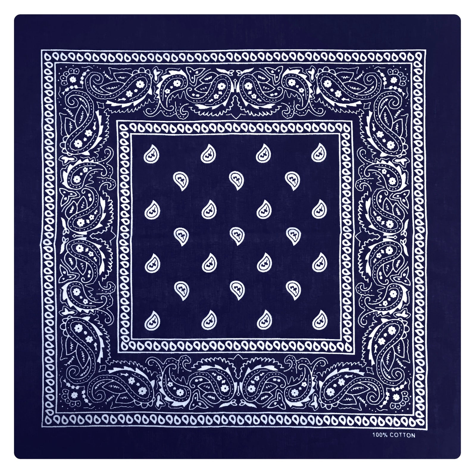 Costumes & Accessories: BANDANA Paisley 100% COTTON Head Wrap Durag Bandanna Summer Biker Scarf Mask - Navy Blue