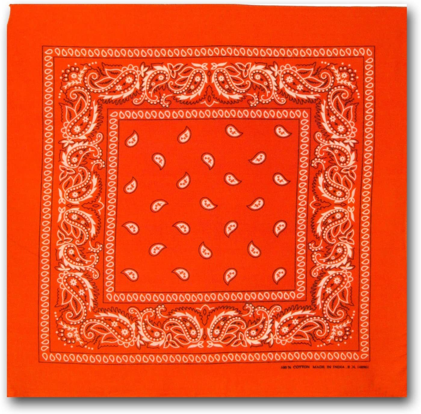 Costumes & Accessories: BANDANA Paisley 100% COTTON Head Wrap Durag Bandanna Summer Biker Scarf Mask - Orange