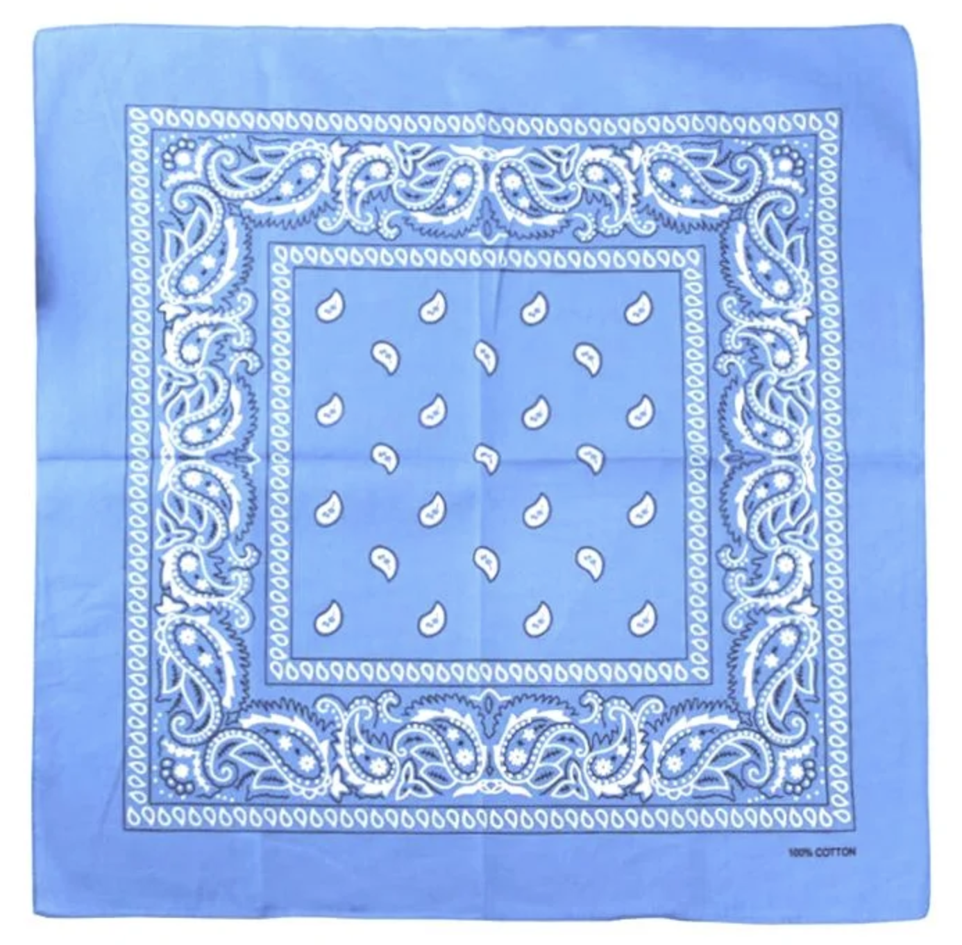 Costumes & Accessories: BANDANA Paisley 100% COTTON Head Wrap Durag Bandanna Summer Biker Scarf Mask - Sky Blue