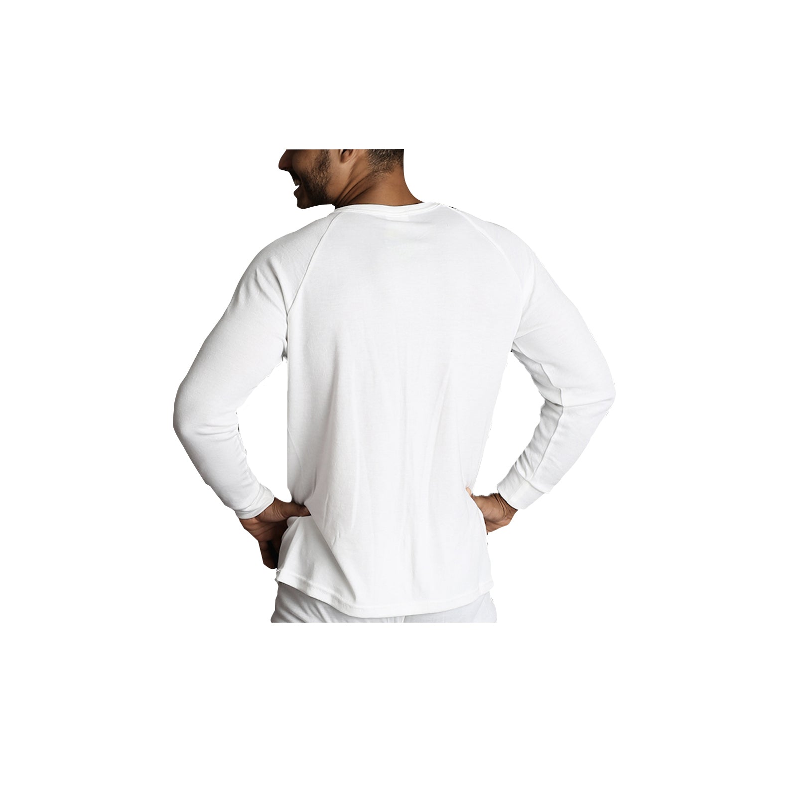 Mens Merino Wool Blend Thermal Top Long Sleeve Base Layer Underwear - Beige - S