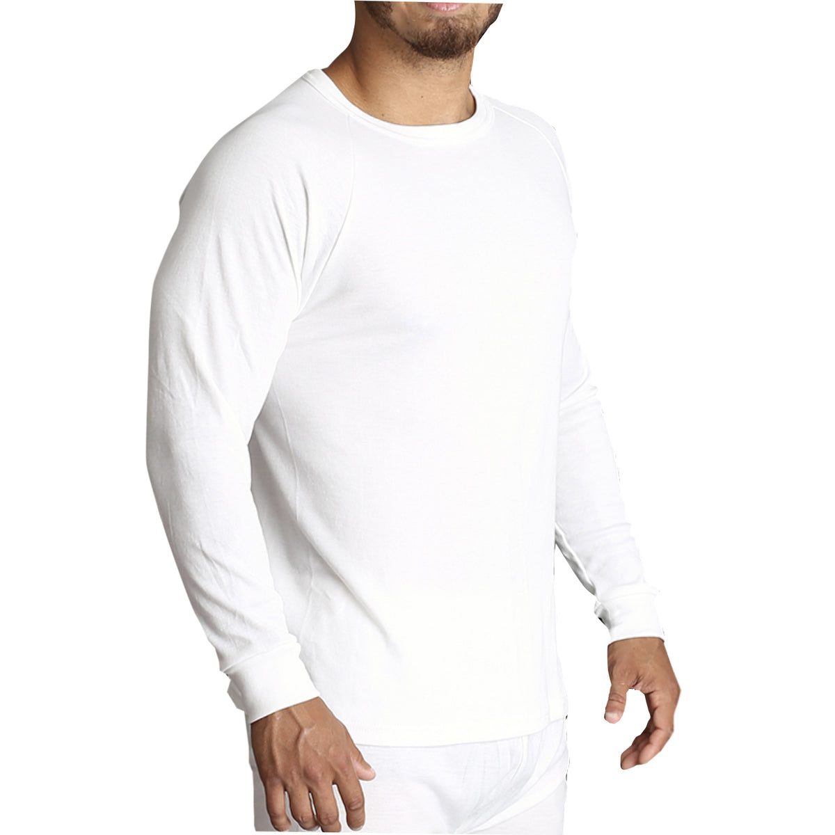 Mens Merino Wool Blend Thermal Top Long Sleeve Base Layer Underwear - Beige - XXL