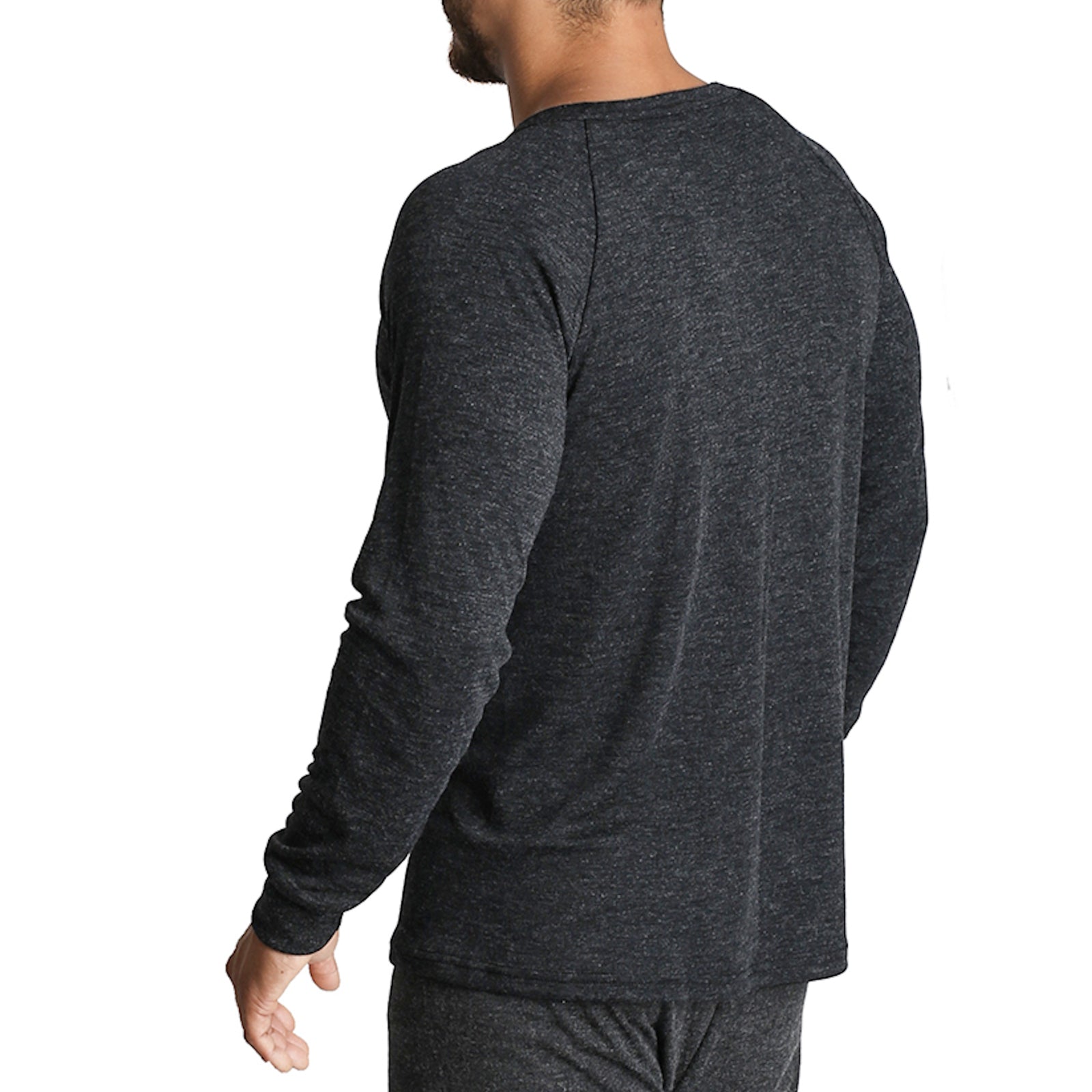 Mens Merino Wool Blend Thermal Top Long Sleeve Base Layer Underwear - Black - M
