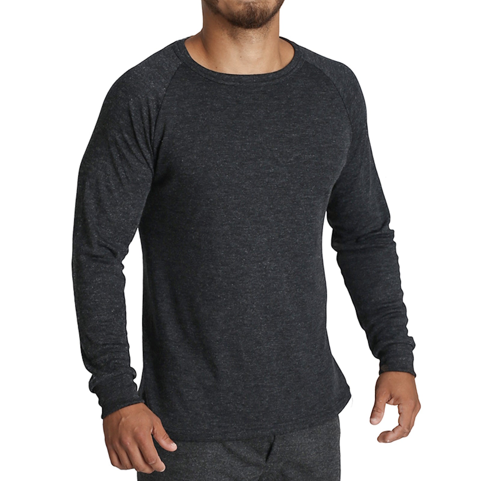 Mens Merino Wool Blend Thermal Top Long Sleeve Base Layer Underwear - Black - S