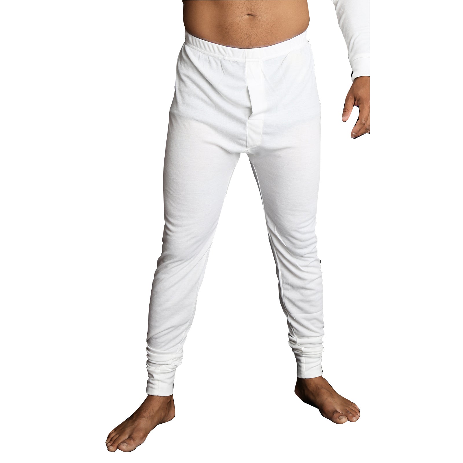 Mens Thermal Long John Pants Merino Wool Blend Base Layer Winter Warm - Beige  - M
