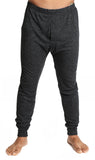 Mens Thermal Long John Pants Merino Wool Blend Base Layer Winter Warm - Black - L