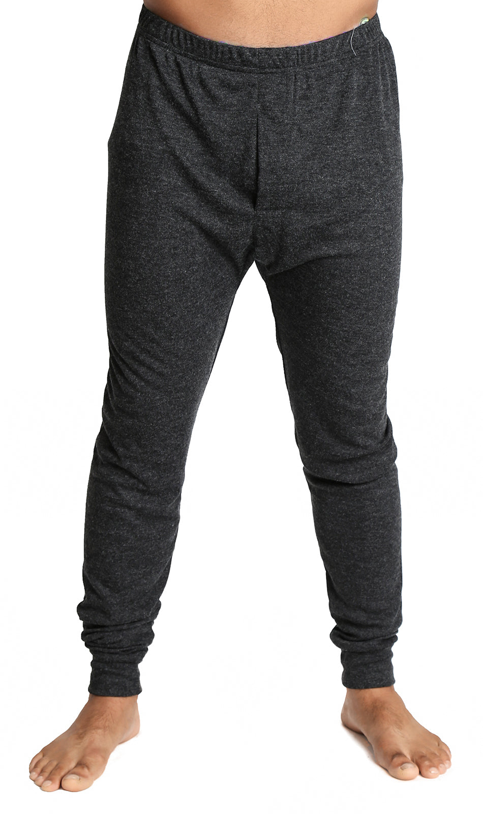 Mens Thermal Long John Pants Merino Wool Blend Base Layer Winter Warm - Black - 4XL