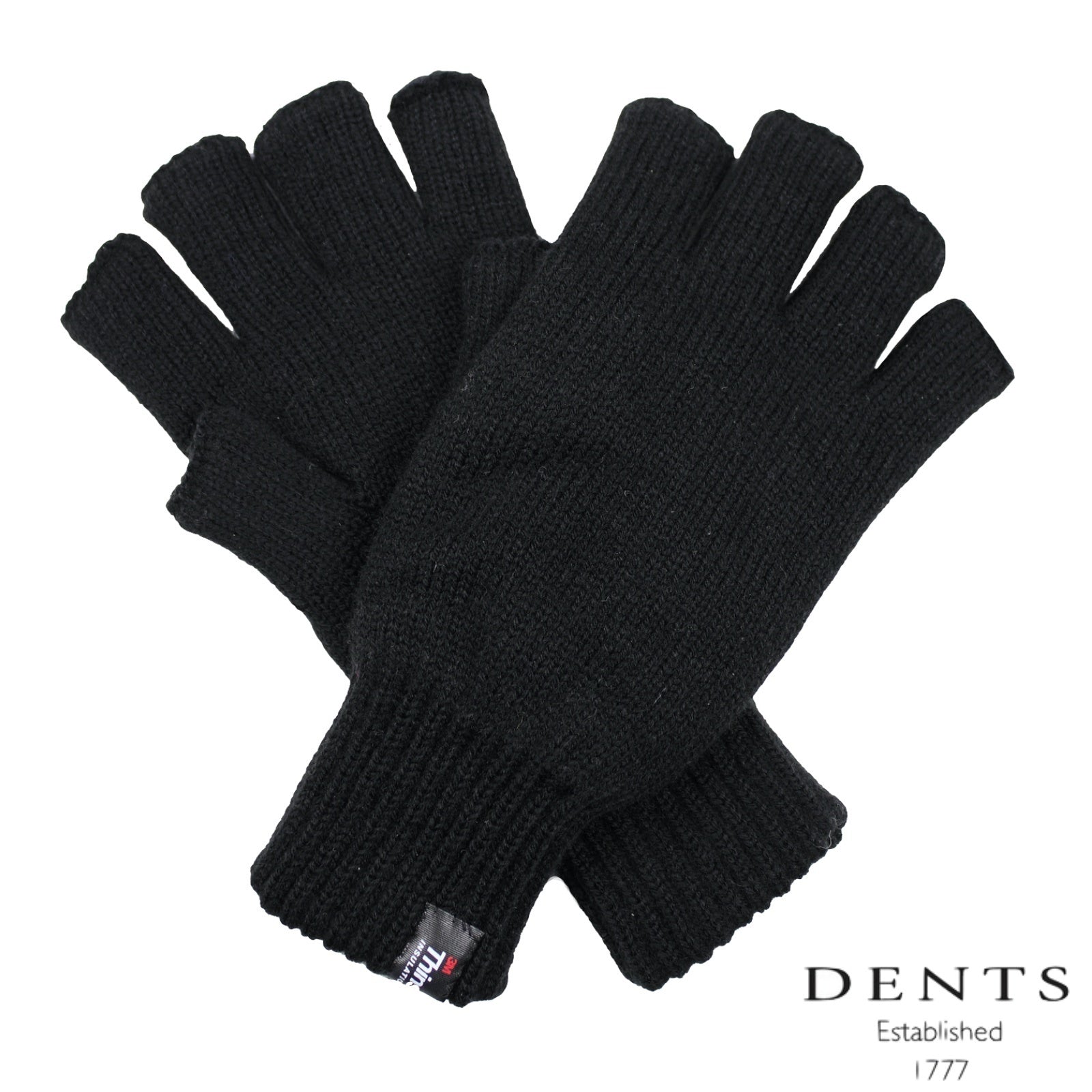 Men's Hats & Caps: Dents 2pcs Set Mens 3M Thinsulate Pull-On Beanie + Knitted Fingerless Gloves