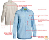 Men's Shirts: BISLEY Insect Protection Fishing Shirt Long Sleeve Casual Business Work Cotton - VRS6140_BBLB (Blue) - S