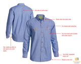 Men's Shirts: BISLEY Insect Protection Repellent Long Sleeve Casual Shirt Fishing Camping - Blue - S