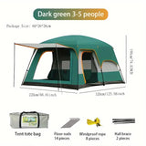 Tents: Tasman 3-5 Person Tent Camping Hiking Festival Sleeping - Green