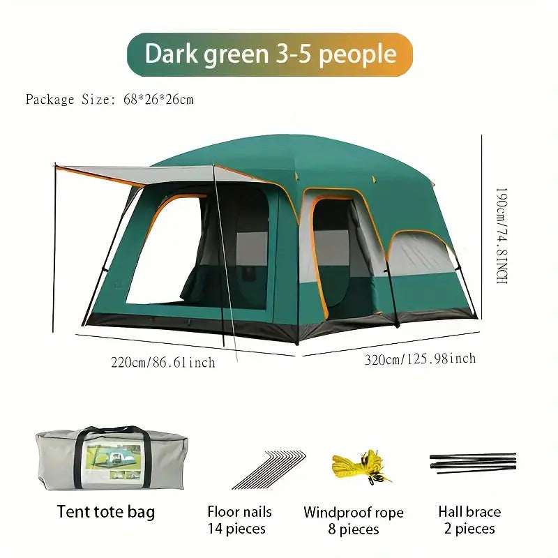 Tasman 3-5 Person Tent Camping Hiking Festival Sleeping - Green