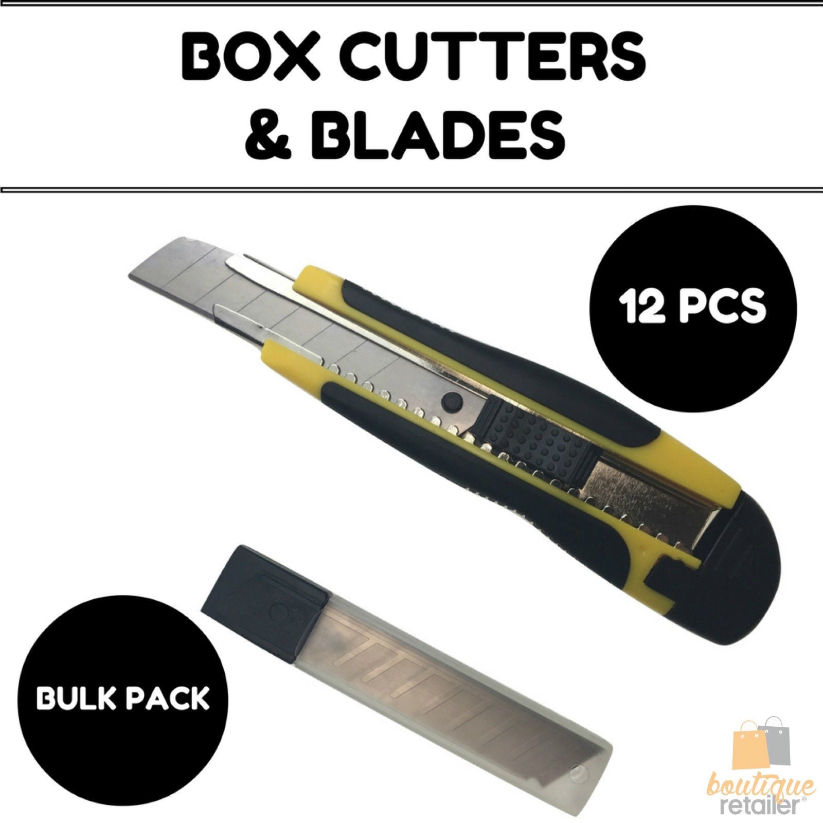 Gardening Tools: 12x BOX CUTTERS Knife Retractable Blade Snap Off Razor 18mm Durable Opener BULK