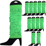 12 LEG WARMERS Knitted Womens Neon Party Knit Ankle Fluro Dance Costume 80s BULK - Fluro Green