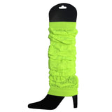 12 LEG WARMERS Knitted Womens Neon Party Knit Ankle Fluro Dance Costume 80s BULK - Fluro Yellow