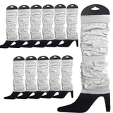12 LEG WARMERS Knitted Womens Neon Party Knit Ankle Fluro Dance Costume 80s BULK - White