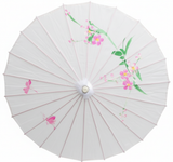 12x PARASOL UMBRELLA Chinese Japanese Bamboo Flower Pattern 80cm Large BULK - White
