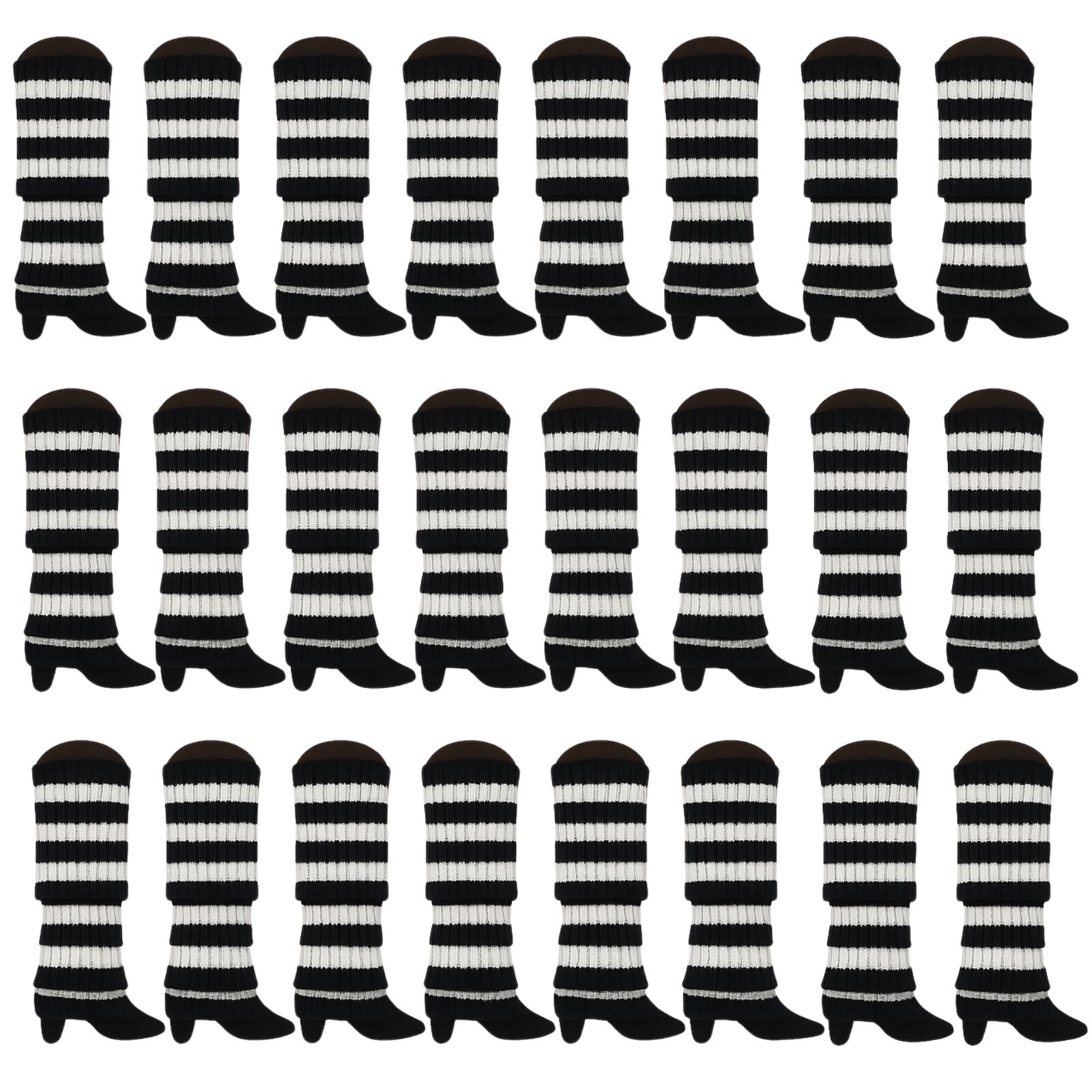 Women's Socks & Hosiery: 24x Womens Leg Warmers Disco Winter Knit Dance Party Crochet Legging Socks Costume - Black/White Stripe