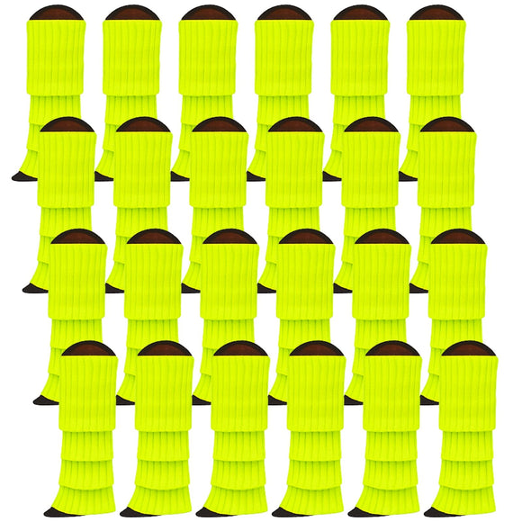 24x Womens Leg Warmers Disco Winter Knit Dance Party Crochet Legging Socks Costume - Fluro Yellow
