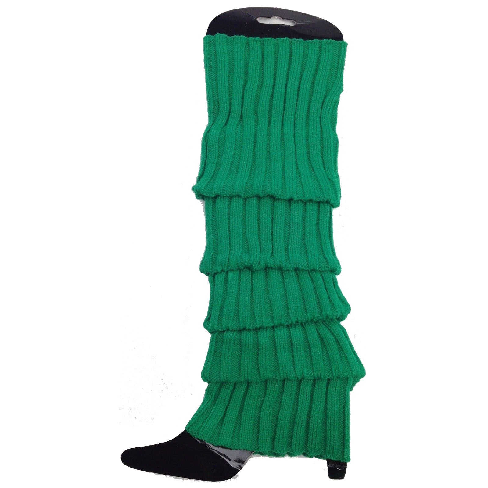 Women's Socks & Hosiery: 24x Womens Leg Warmers Disco Winter Knit Dance Party Crochet Legging Socks Costume - Green