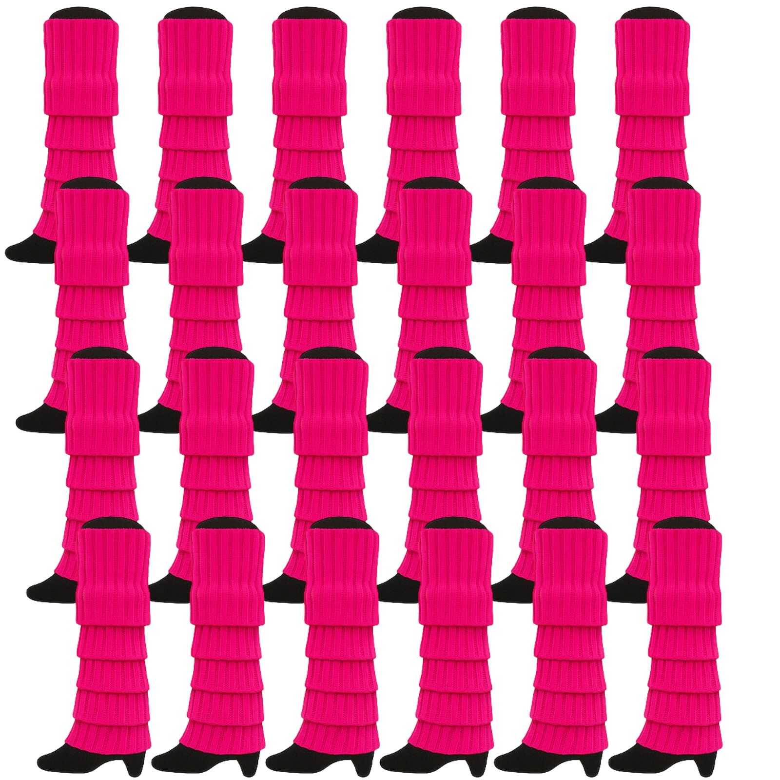 Women's Socks & Hosiery: 24x Womens Leg Warmers Disco Winter Knit Dance Party Crochet Legging Socks Costume - Hot Pink