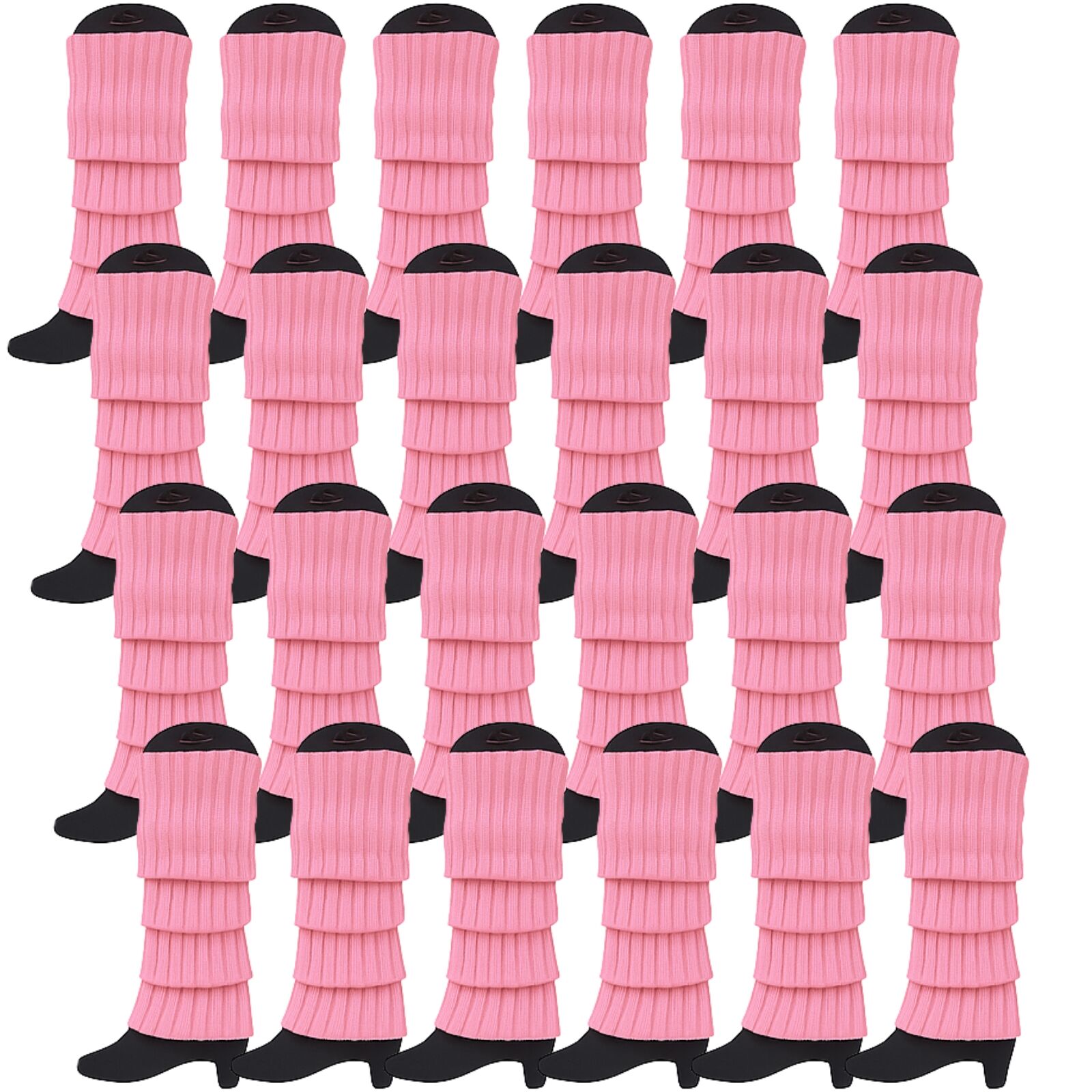 Women's Socks & Hosiery: 24x Womens Leg Warmers Disco Winter Knit Dance Party Crochet Legging Socks Costume - Light Pink