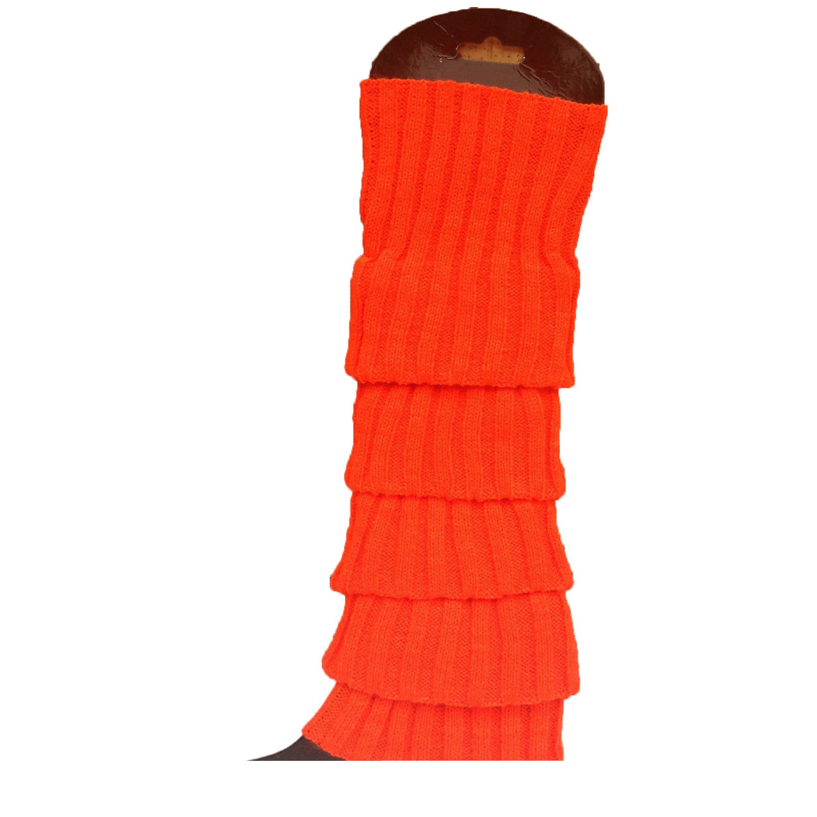 Women's Socks & Hosiery: 24x Womens Leg Warmers Disco Winter Knit Dance Party Crochet Legging Socks Costume - Orange