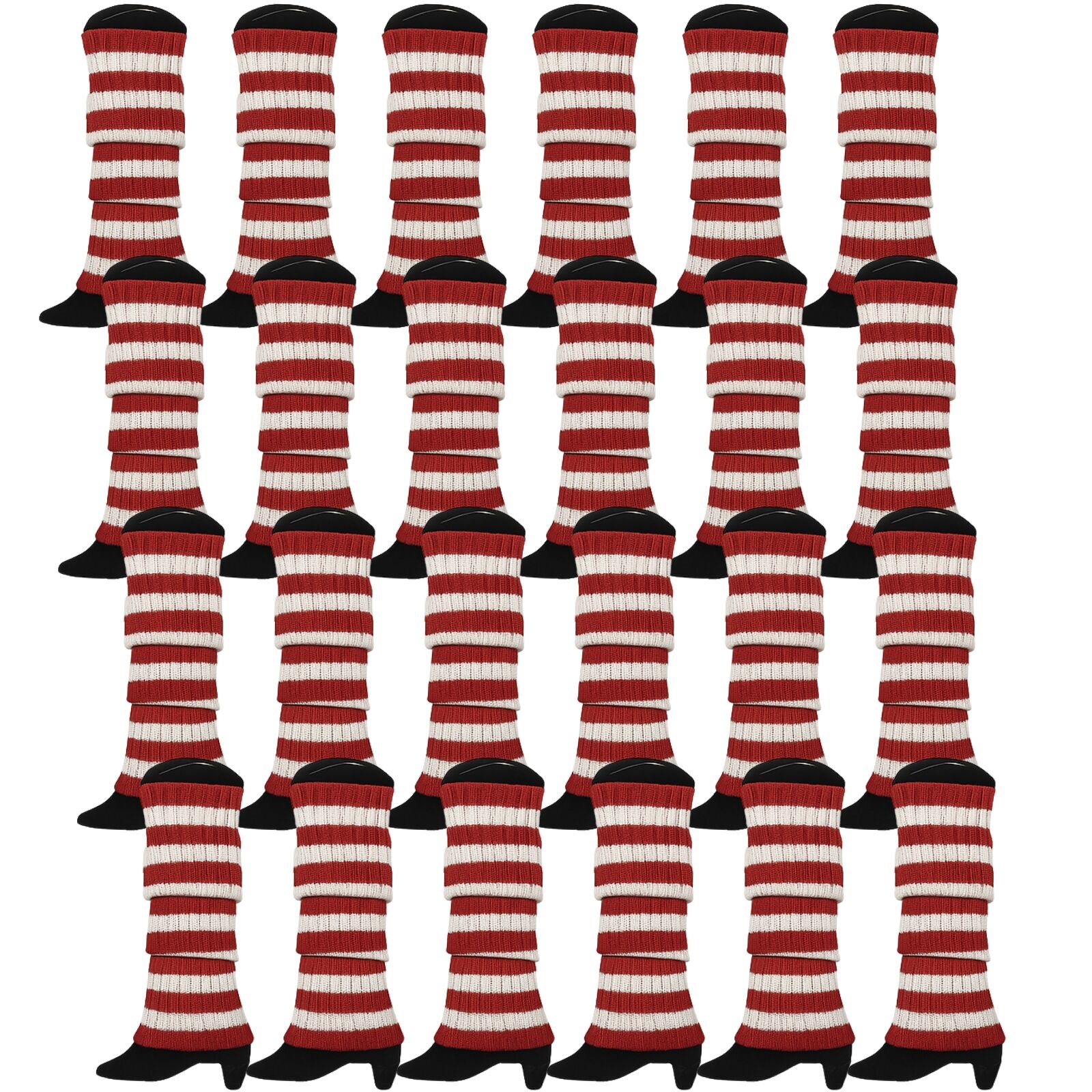 Women's Socks & Hosiery: 24x Womens Leg Warmers Disco Winter Knit Dance Party Crochet Legging Socks Costume - Red/White Stripe