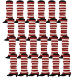 24x Womens Leg Warmers Disco Winter Knit Dance Party Crochet Legging Socks Costume - Red/White Stripe