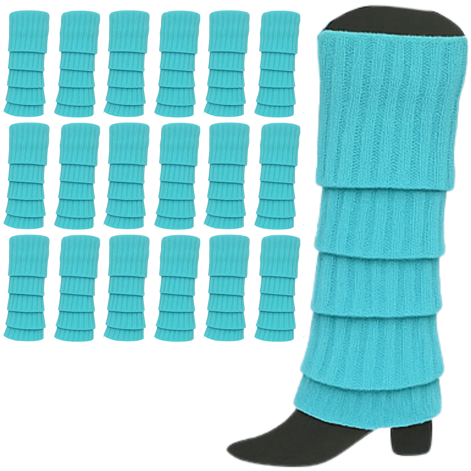 Women's Socks & Hosiery: 24x Womens Leg Warmers Disco Winter Knit Dance Party Crochet Legging Socks Costume - Sky Blue