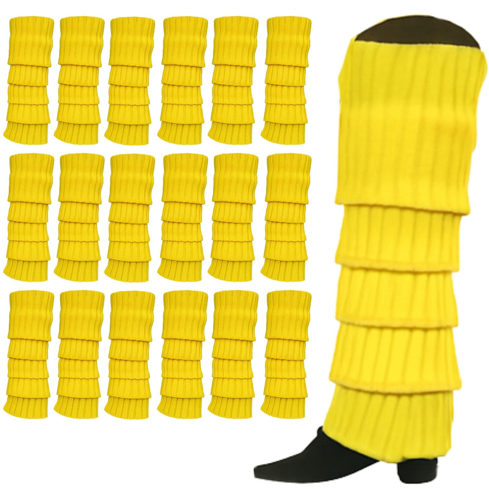 Women's Socks & Hosiery: 24x Womens Leg Warmers Disco Winter Knit Dance Party Crochet Legging Socks Costume - Yellow